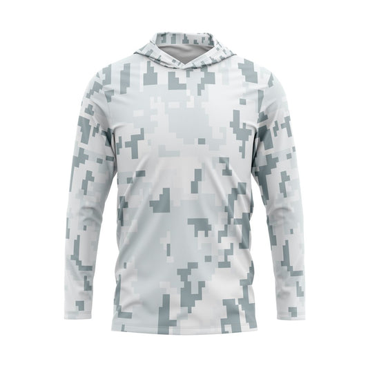 Pixel Long Sleeve Hooded Performance T Shirt - campink